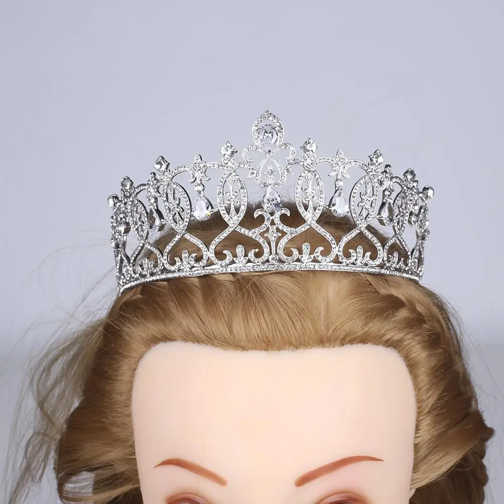 

Women Wedding Party Princess Headdress Bridal Rhinestone Tiara Hollow Crown Hair Hoop