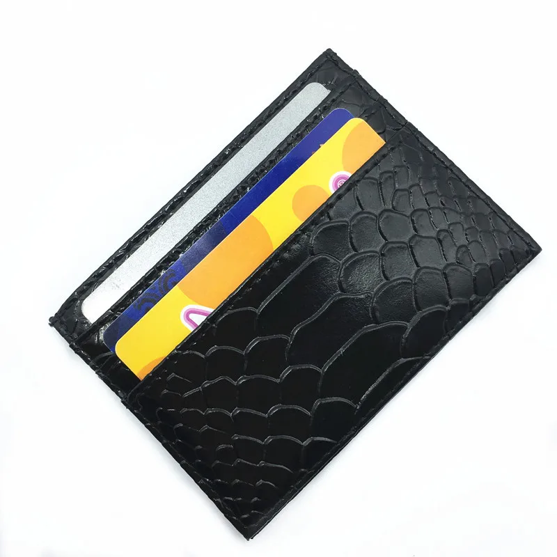 Тонкий бумажник для документов для мужчин высокого качества черный Змеиный патент кожа держатель кредитной карты новая мода чехол для карт протектор