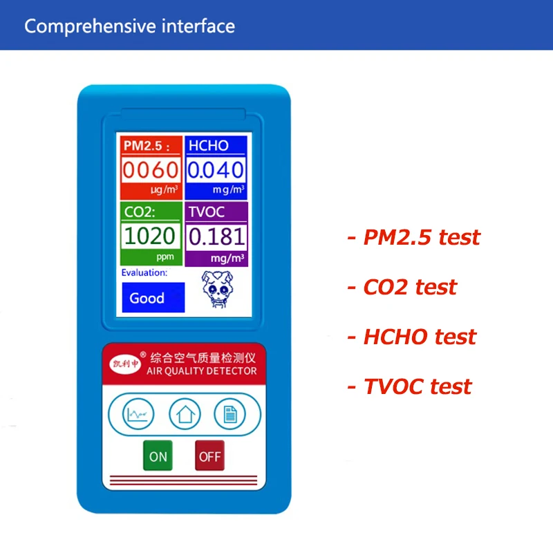 CO2 PM1.0 PM2.5 PM10 HCHO TVOC детектор газа углекислый газ формальдегид анализатор частиц