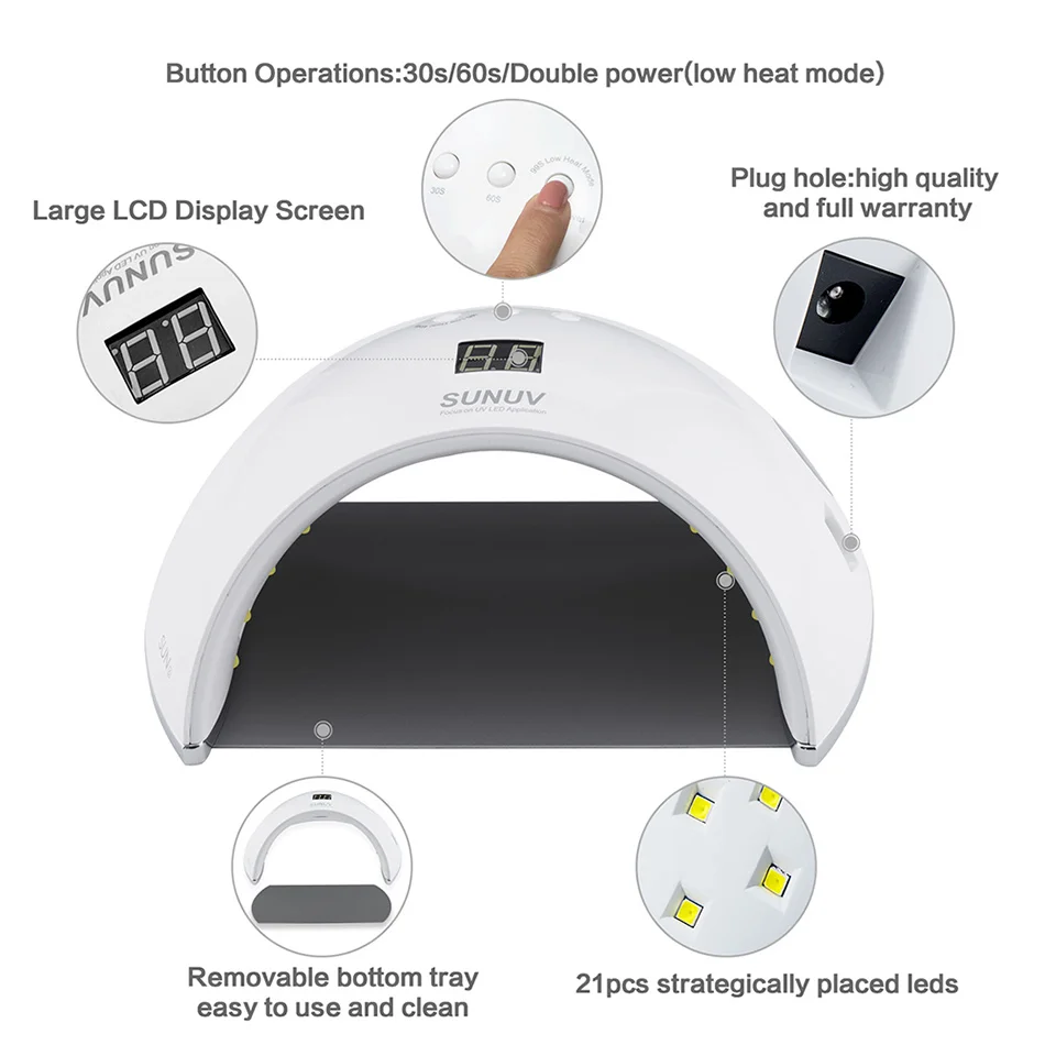 SUN UV SUN6 48 Вт Сушилка для ногтей с автоматическим датчиком, портативная Ультрафиолетовая лампа для сушки при слабом нагреве, модель с двойной мощностью для быстрого маникюра, светодиодная лампа