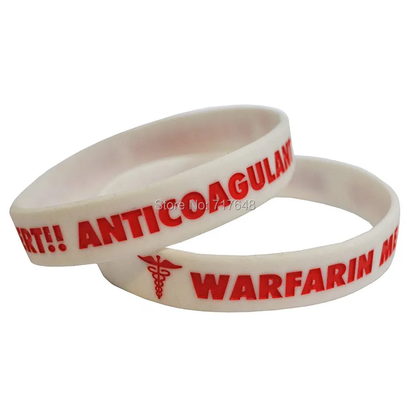 100 шт Медицинский предупреждение Warfarin медицинский антикоагулянтный браслет силиконовые браслеты epacket A