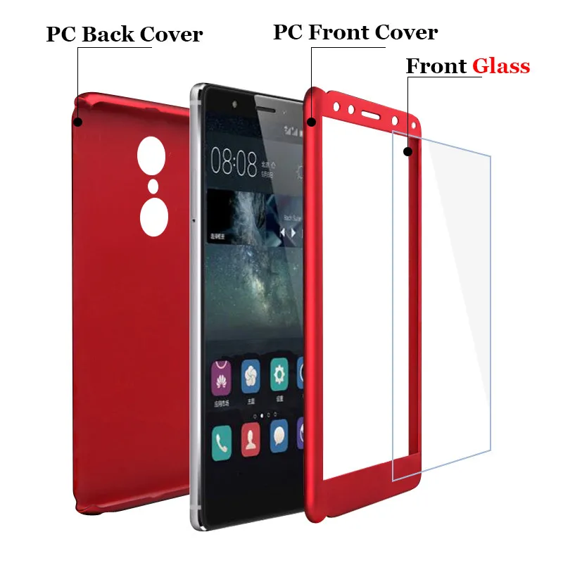 3-in-1 Plastic Case + Glass Protect Full Cover 360 for Xiaomi Redmi 5 Plus 5A Cover Redmi 6 Pro 6A S2 Case +Tempered Glass Gift