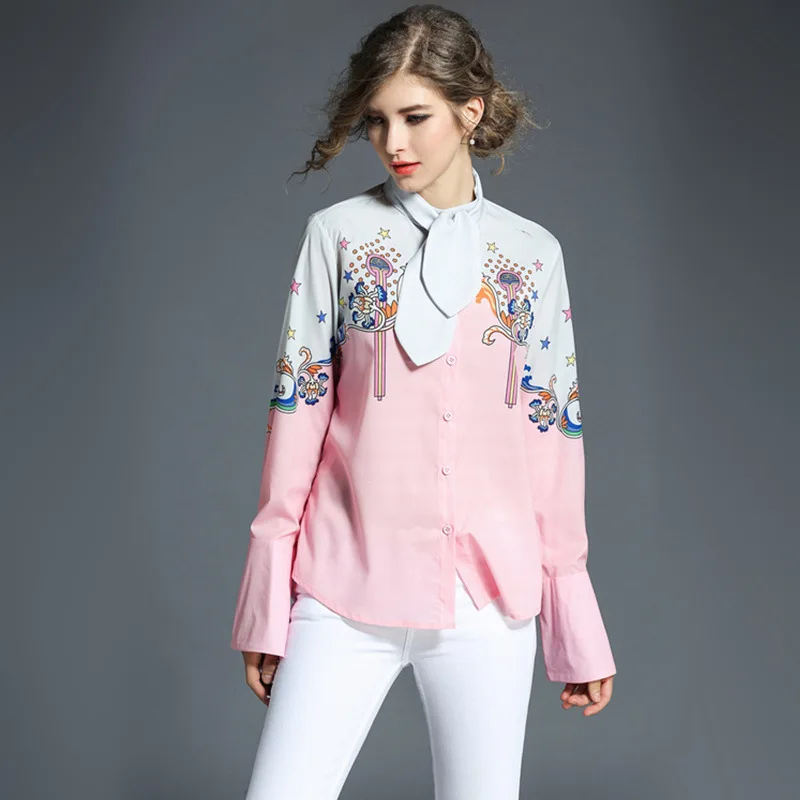 2018 fashion Europe high quality Shirt Basics women's blouse pagoda ...