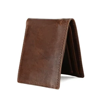 

Men Vintage Crazy Wallet Horse Genuine Cowhide Leather Short Bifold Purse Card Coin Pocket Money Clip Brown