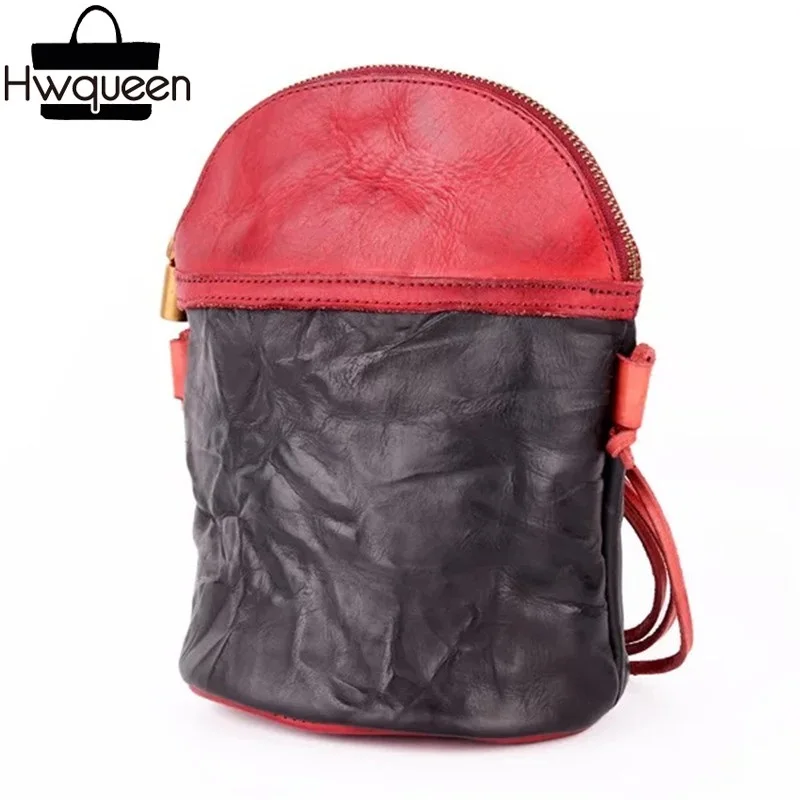 

Unique Plicated Designer Genuine Tanned Leather Zipper Closure Female Woman Small Bucket Bag Thin Strap Lady Mini Shoulder Bag