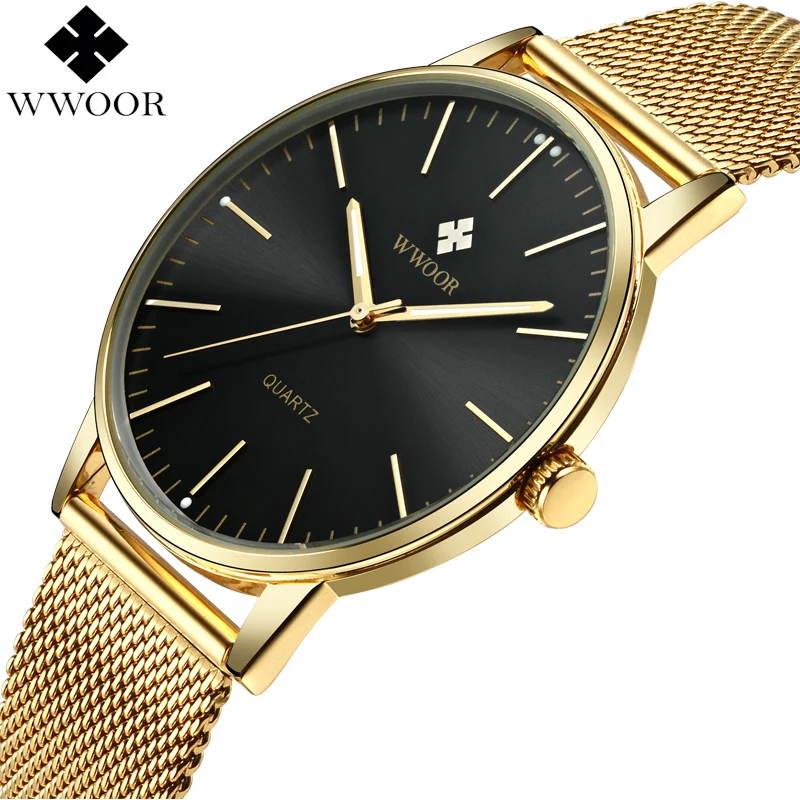Aliexpress.com : Buy WWOOR Slim Men Watches Quartz Waterproof Gold