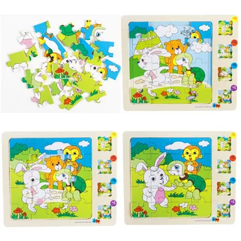 

3D Wooden Preschool Educational Kids Toys 3D Animals Stories Jigsaw Puzzles For Children Toddler Multilayer Boys Girls Infants