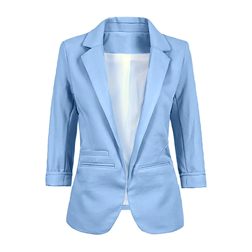 Модные весенние женские блейзеры куртки маленький шифоновый костюм куртка карамельного цвета длинный рукав тонкий костюм Кнопка женский