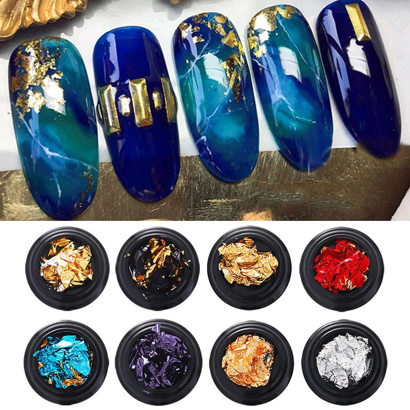 

1 Box Double Sided Gold Silver Tin Nail Foil Paper Flake for Nail Art 3D DIY Manicure Glitter Decoration