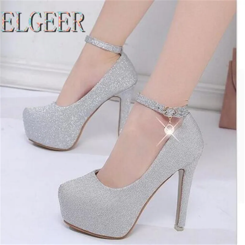 

Round head shoes women's senses with shallow mouth super high heels princess fashion buckle women's shoes