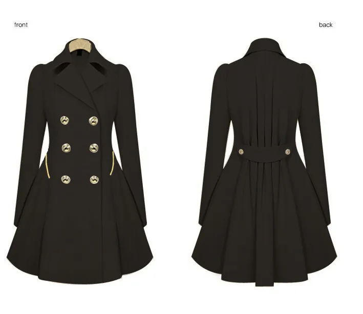 

Spring and Autumn Slim Long Commuter Jacket XL Women's Fashion Khaki Black Button Long Sleeve Basic Jacket Coat Outwear