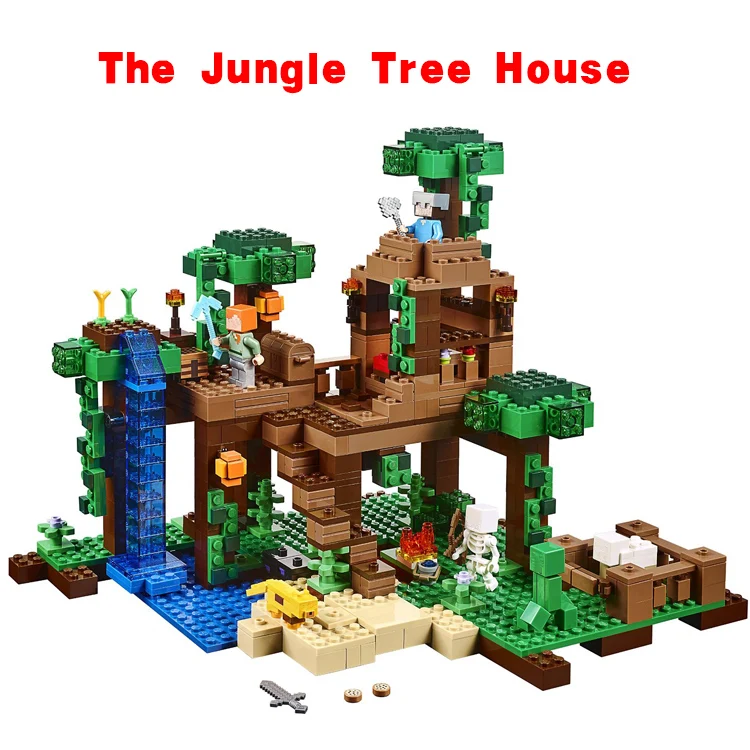 

LEPIN My world Minecraft The Jungle Tree House Minifigures Building Blocks DIY legoe Enlighten Bricks Toys Chiristmas