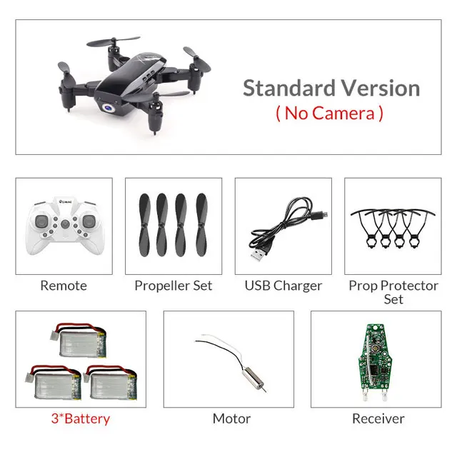 Складной мини-Дрон с/без камеры RC вертолет с режимом удержания RC Квадрокоптер с безголовым режимом удержания высоты игрушки для детей - Цвет: Black(no camera)3B