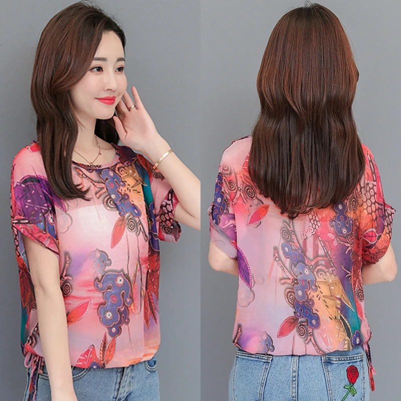 2019 Summer Women Loose Casual Blouse Elegant Chiffon Blouses Floral Print Shirts Ladies Clothing Women Tops Boho Beach Shirts 2019 Summer Women Loose Casual Blouse Elegant Chiffon Blouses Floral Print Shirts Ladies Clothing Women Tops Boho Beach Shirts