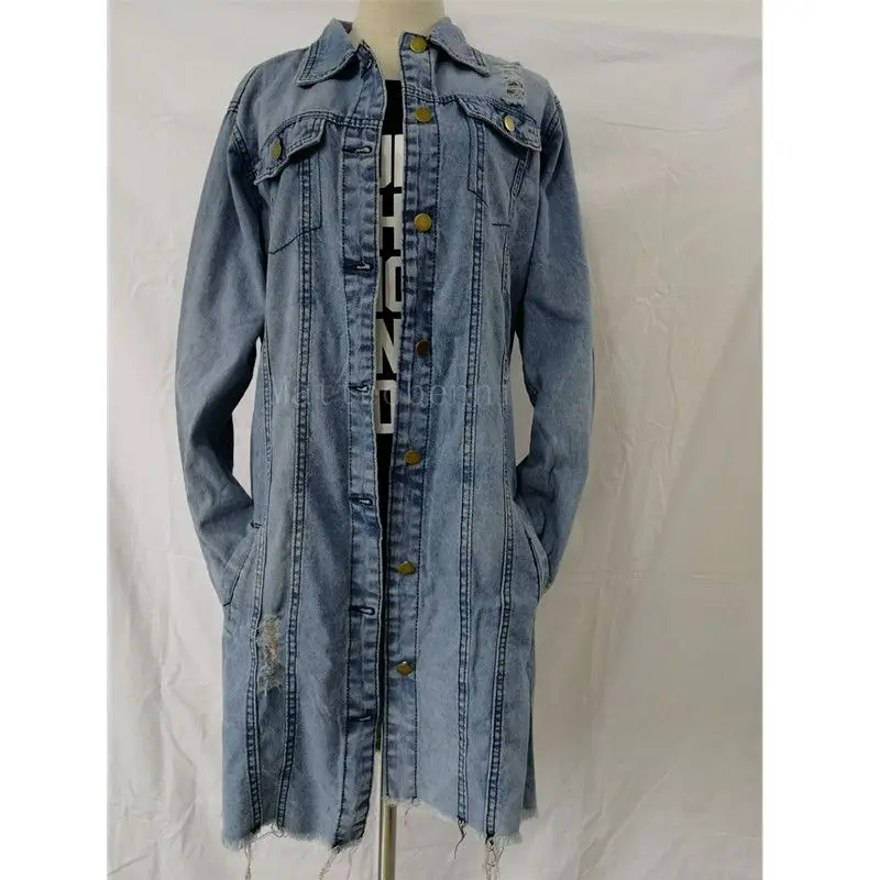 Autumn Winter Women Ripped Hole Denim Jacket 2018 boyfriend Wind Jean Jacket Loose Long Sleeve Coats plus size 3XL Bomber Jacket