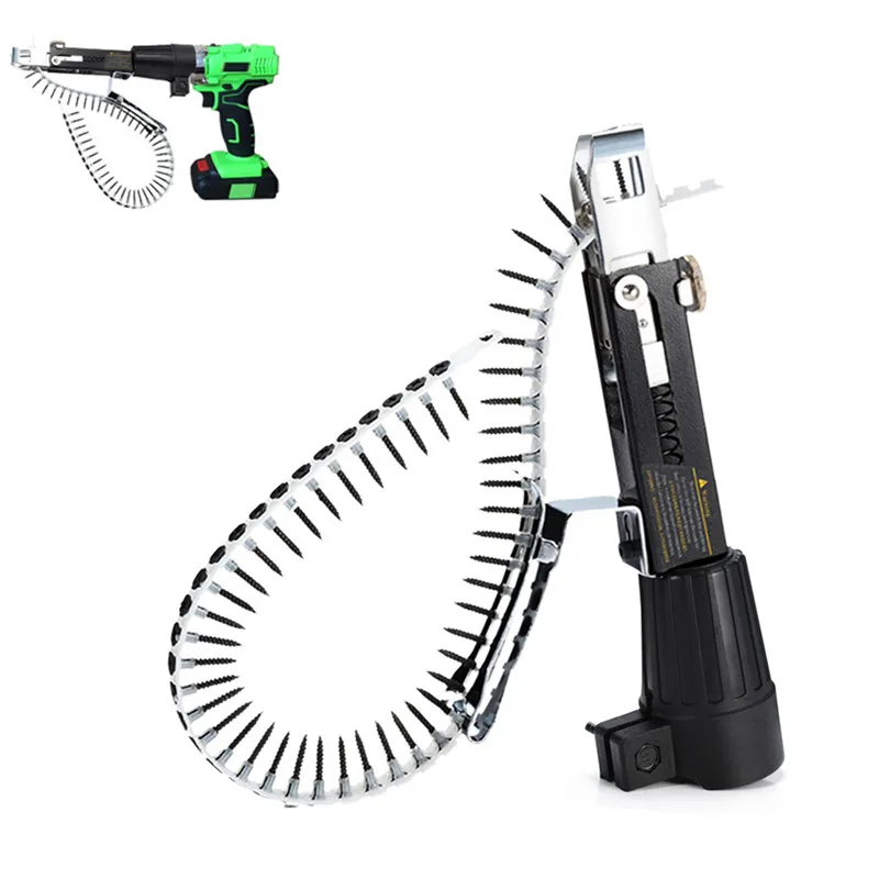  Automatic Screw Chain Nail Gun Adapter For Electric Drill Woodworking Tool Cordless Power Drill Att
