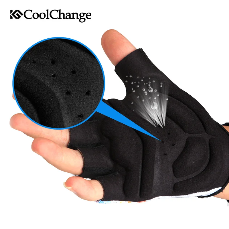CoolChange bicicleta Guantes de dedo medio verano deportes bicicleta Guantes de esponja a prueba de golpes a prueba transpirable MTB bicicleta Guantes de Ciclismo