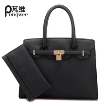 PONGWEE Bolsos Cerradura De Alta Calidad de Lujo Bolsos de Las Mujeres Bolsos de Marca de Diseñador Famoso Bolsos de LA PU del Bolso de Neverfull Bolsos de Hombro Set