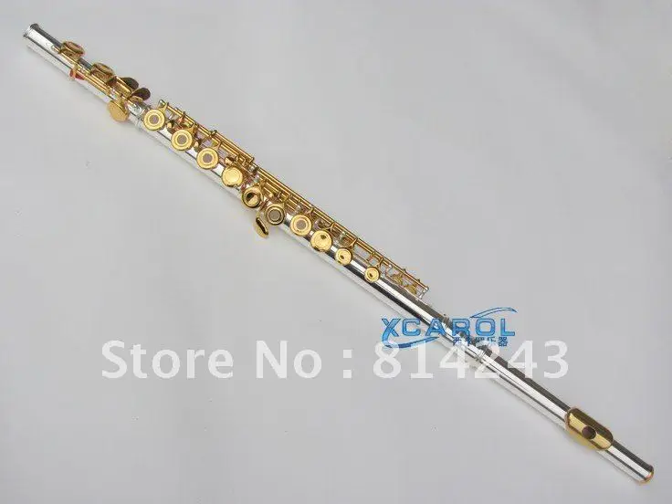 271S C 16 Hole Openings Flute Silver Plated Gold Key  Professional Musical Instruments Flute