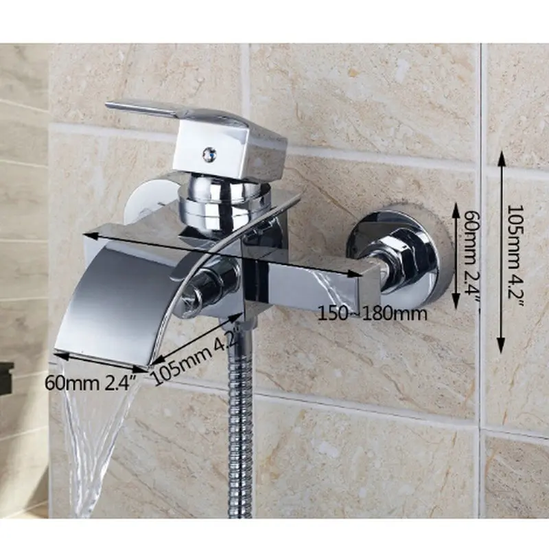 OUBONI хромированный кран с водопадом настенный Soild латунь ванная ванна смеситель кран ручка распыляющий смеситель кран