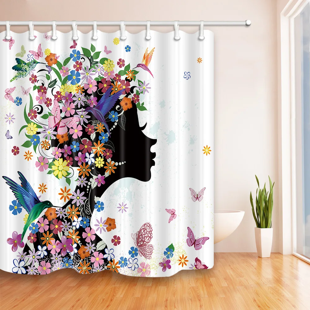 1 Pc Waterproof Flowery Garden Shower Curtain for Home & Bathroom 