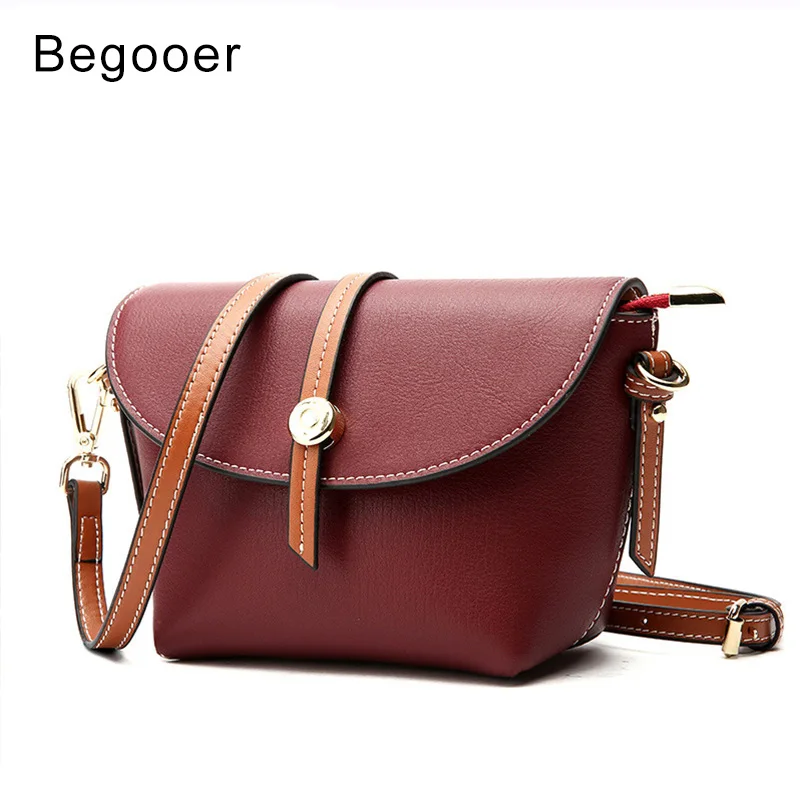 

BEGOOER 2018 New Genuine Leather Women Shoulder Bags Small Crossbody bags for Women Fashion Panelled Women Mini Messenger Bag