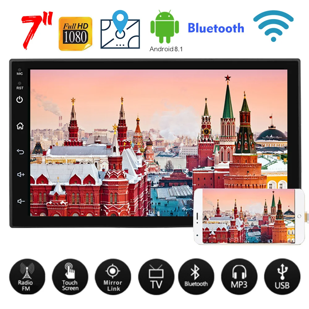 

Android 8.1 Universal Car Auto Radio GPS Navigation 7" 2DIN Car Stereo Multimedia Player Wifi Bluetooth USB Audio 1024*600