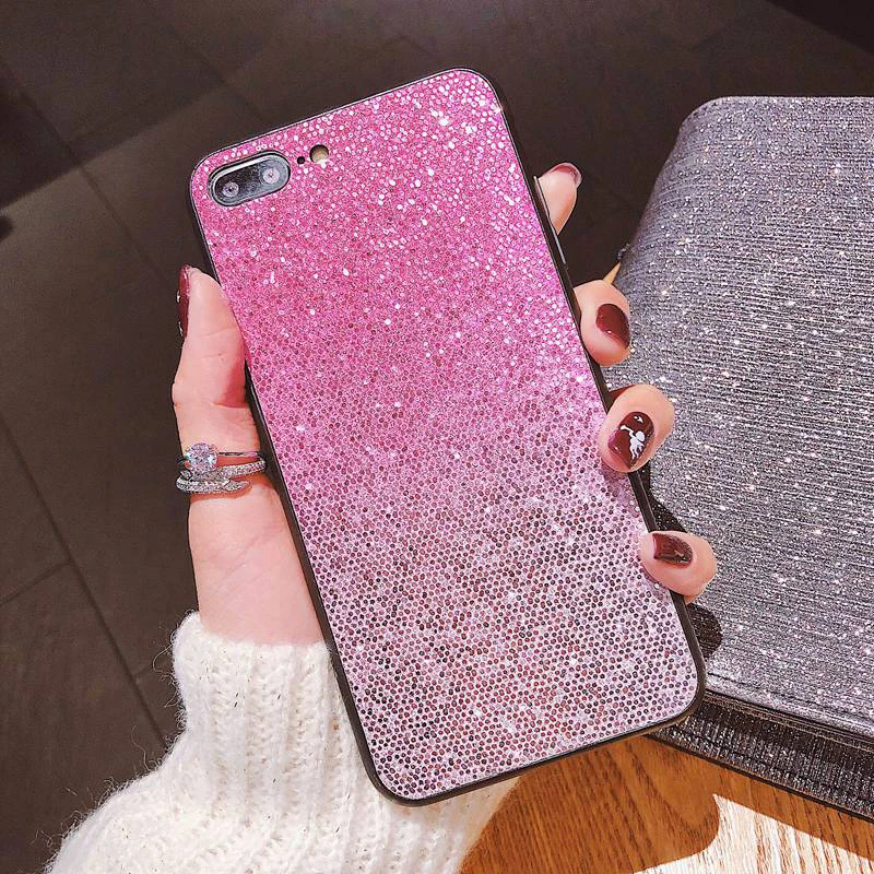 

Bling Glitter Gradient Cover For iphone 6 s 6s 7 8 plus 5 5S XS Max XR X 10 Luxury Soft Silicon Phone Case For iphone 7 6splus