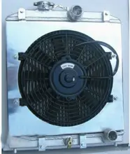 Radiador central de aluminio para Honda Civic EK EG B16 B18 92 00 + ventilador + cubierta, tubo de entrada/salida de 32MM, 3 radiadores, 92-00