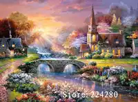 Needlework,Dusk Forest House Scenery Handwork 14CT Counted Embroidery,DIY DMC Cross stitch kits,Art Cross-Stitching Home Decor