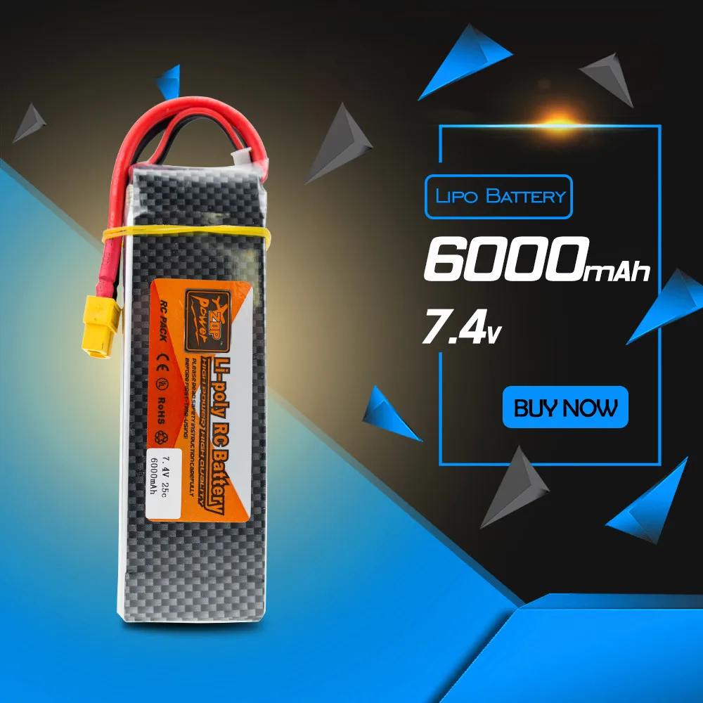 

ZOP 7.4v 6000mAh Lipo battery 25C batteries T / XT60 plug for rc Quadcopter drone Part wholesale