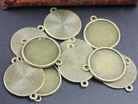 

10pcs antique bronze two hangs round base pendant/hanging charm/finding HB0001