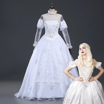 

Movie Alice in Wonderland The White Queen Cosplay Costume white Fancy Dress for adults Custom Made
