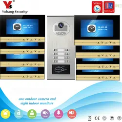 Yobangsecurity Видеодомофоны 7-дюймовый видео-телефон двери Дверные звонки перезвон RFID Управление доступом с видео Запись сфотографировать