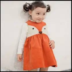 Сладкий для малышей Обувь для девочек лиса Стиль Повседневное Платья для женщин оборками Осень-зима мода Платья для женщин Оранжевый Цвет