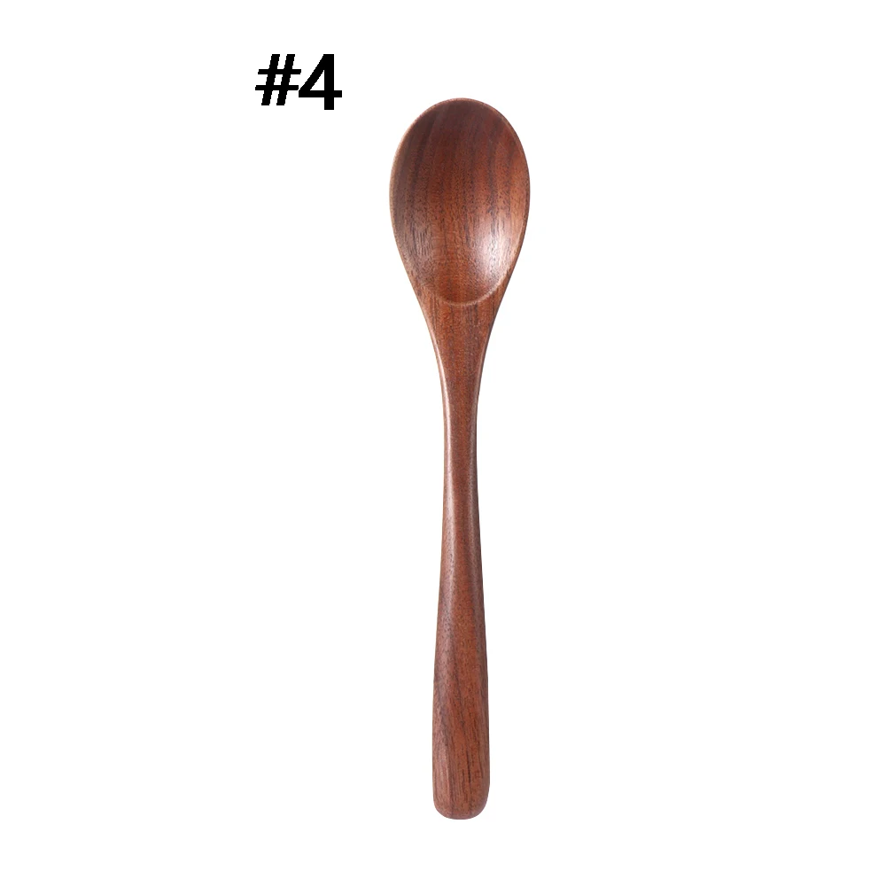 4 1pc Black Walnut Coffee Spoons Rice Shovel Condiment Scoop Tableware Wooden Soup Desserts Spoon Honey Tea Kitchenware - Цвет: 4
