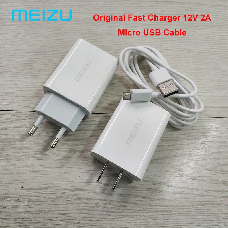 

Original For MEIZU Charger EU/US Plug Fast Charger 12V 2A + Micro USB Cable For MEIZU M5 M6 Note M6S M5S M5C MX5 U10 U20 MX4