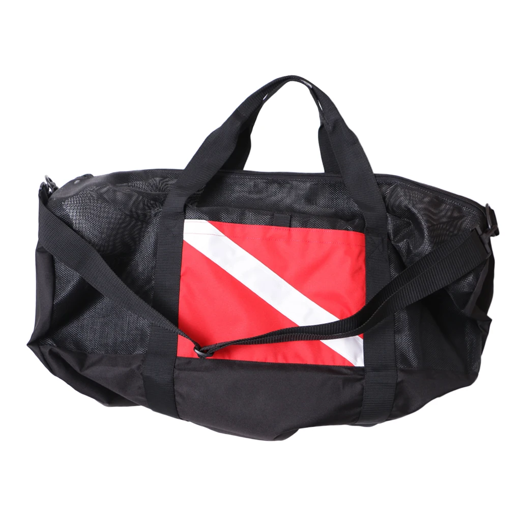 Nylon Dive Flag Mesh Gear Bag Zipper Holdall for Scuba Diving Swimming Beach Sports Camping Travel
