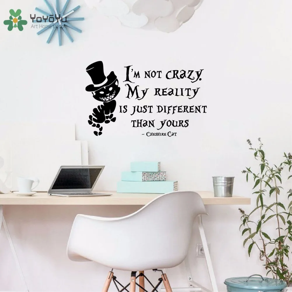 

YOYOYU Vinyl Wall Decal Cartoon Animal Cheshire Cat Quotations Kids Room DIY Decoration Accessories Sticker FD060