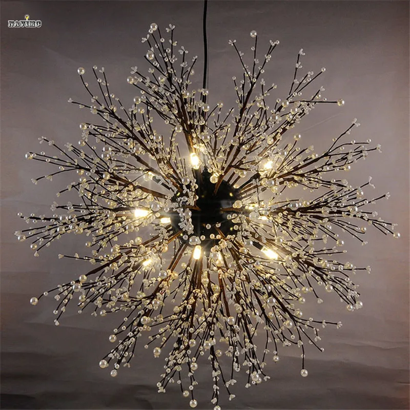 

Modern Firework LED Pendant Light Clear Crystal Hanging Pendant Lamp for Dining Room Restaurant Living room Entryway Coffee Bar