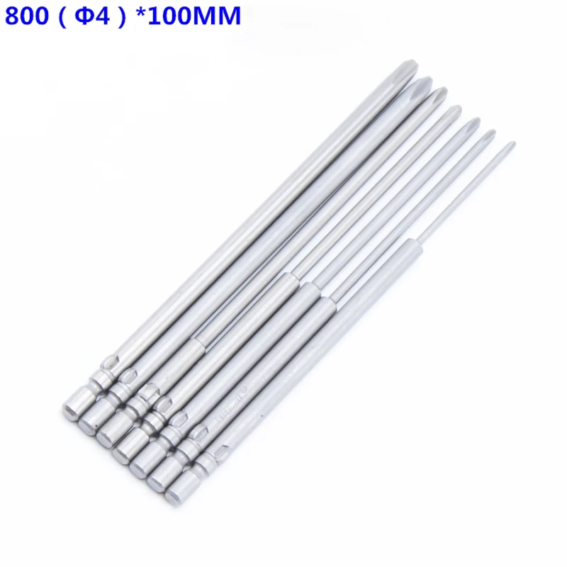 

7Pcs/set 800 4mm Round Shank Magnetic Phillips Electric Screwdriver Bit Set Hand Tools Cross Screw driver PH0 PH1 PH2 100mm long