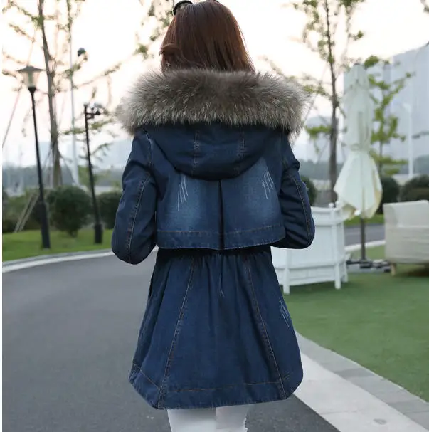 New Arrival Women'S Thick Raccoon Fur Collar Loose Winter