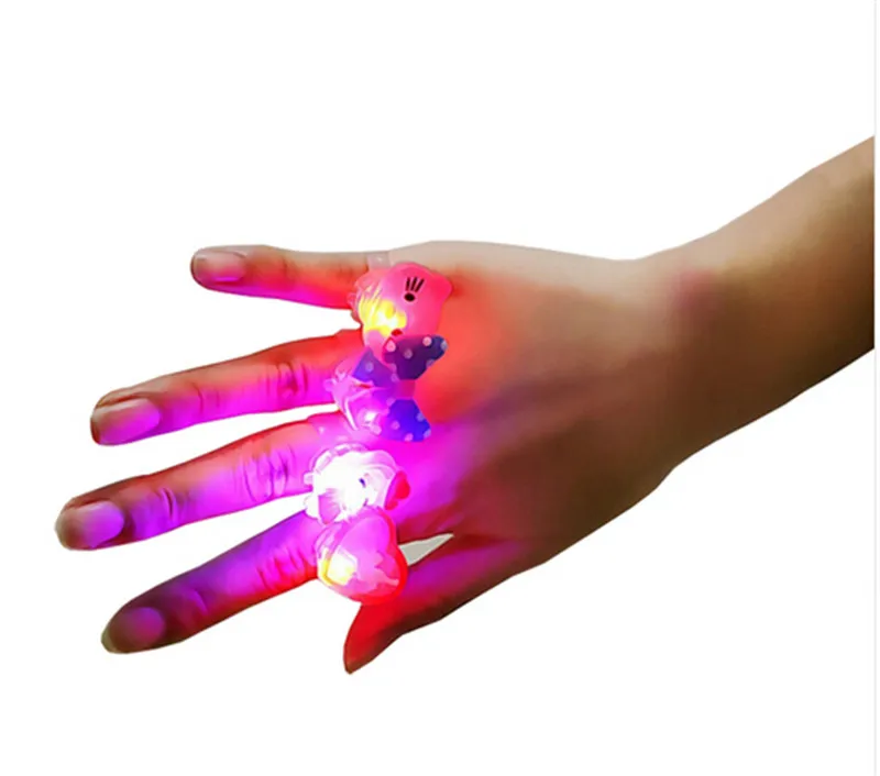 10 Pcs lot Baby Anime Cartoon LED Flashing Light Up Glowing Finger Rings font b Electronic