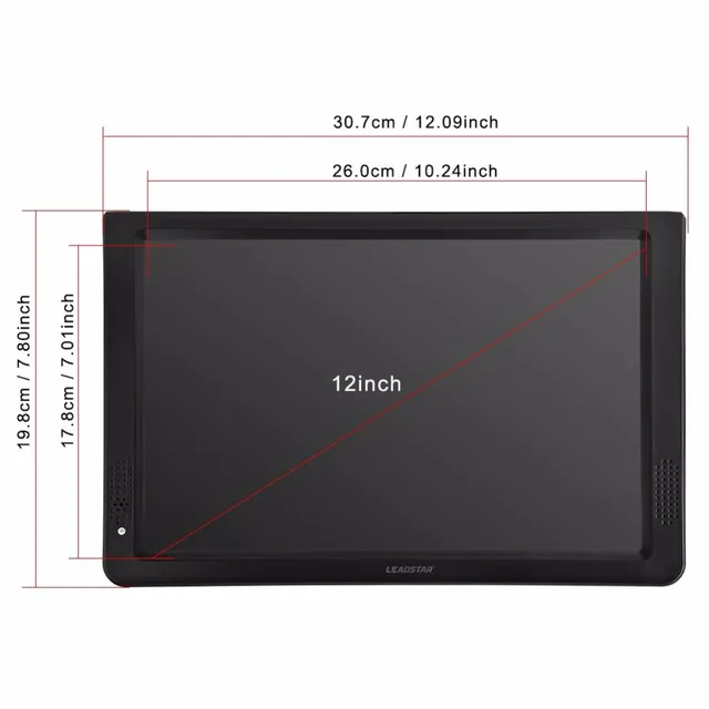 LEADSTAR 12inch Digital Analog Televisions DVB-T-T2 Portable TV for Home Car Airplane EU Plug 110-220V