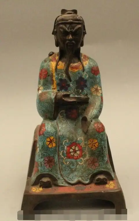 

S02282 9"China Chinese Tibet Buddhism Cloisonne Old Bronze Patriarch Buddha Statue (B0328)