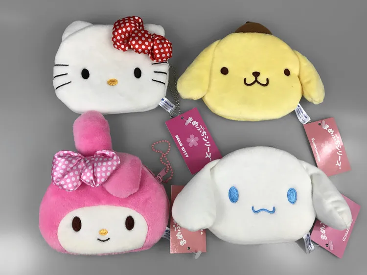 

Hello Kitty Melody Cinnamoroll Pompompurin Coin Purse Unisex Wallet Multi-functional Kawaii Bag Anime Plush Toys