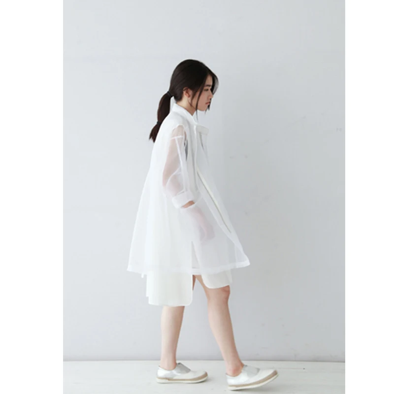 Cheerart Summer Sheer Kimono Cardigan Organza Transparent Blouse Women See Through Loose Pink/White/Black Korean Top Femme