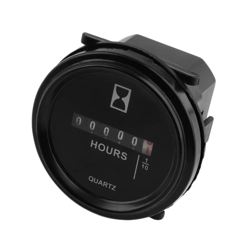 

2" Round Hour Meter Hourmeter Cart Marine Boat Generator Engine 10-80VDC Black Brand New