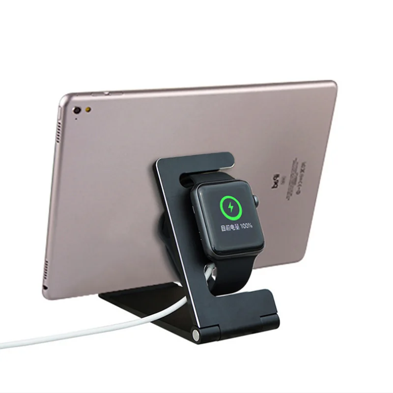 Универсальная подставка-держатель для смартфона Регулируемая Подставка для зарядки для Apple Watch 1 2 3 4 складной держатель для планшета из алюминиевого сплава
