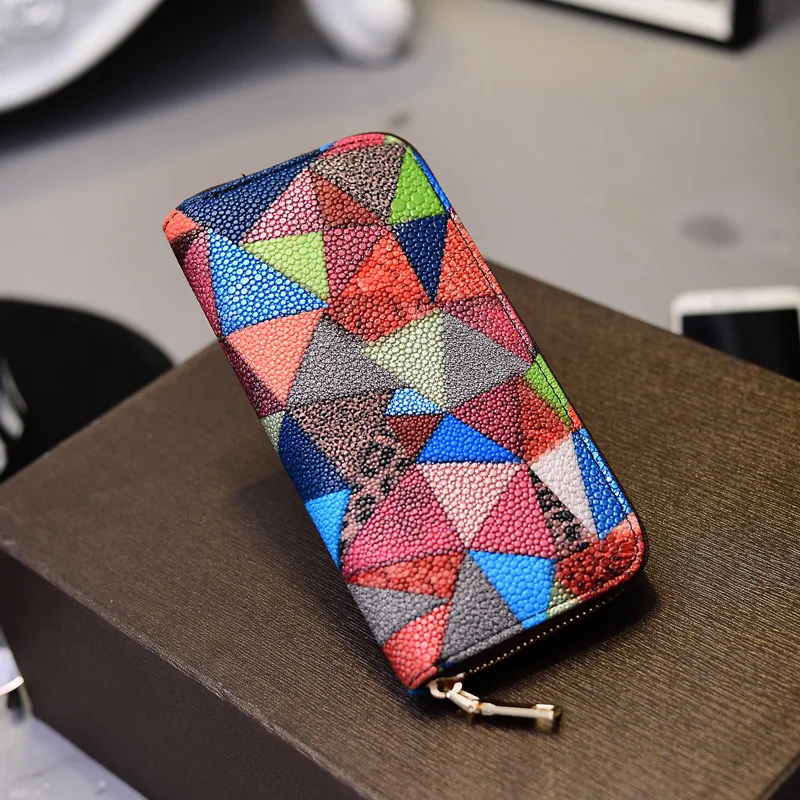 

PU trend personality lychee pattern camouflage in the long women's casual wallet